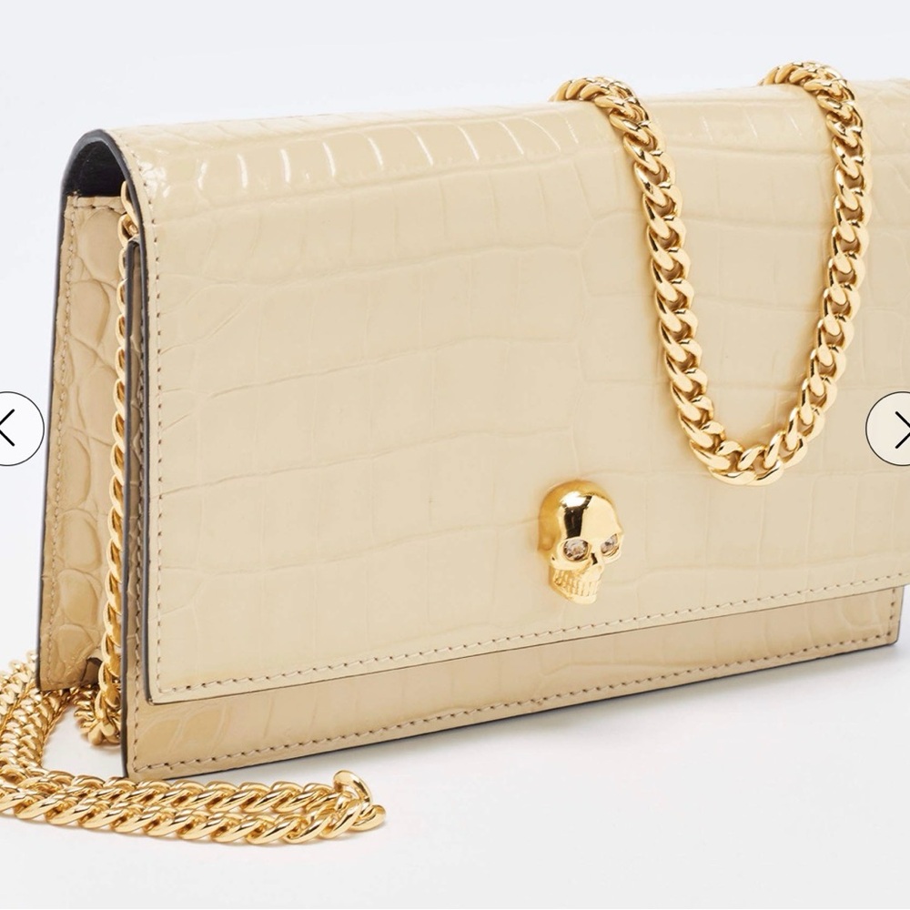 Alexander McQueen Skull Mini Croc Shoulder Bag $1013